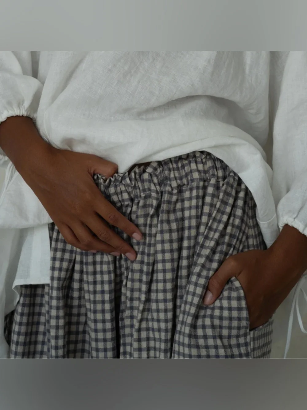 Avy & Co. Yollie Linen Gingham Pant- Wisteria - Picture 2 of 10